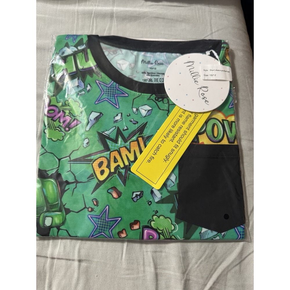 Millie Rose Bamboo Boys Daywear Pocket Tee, Hulk‎